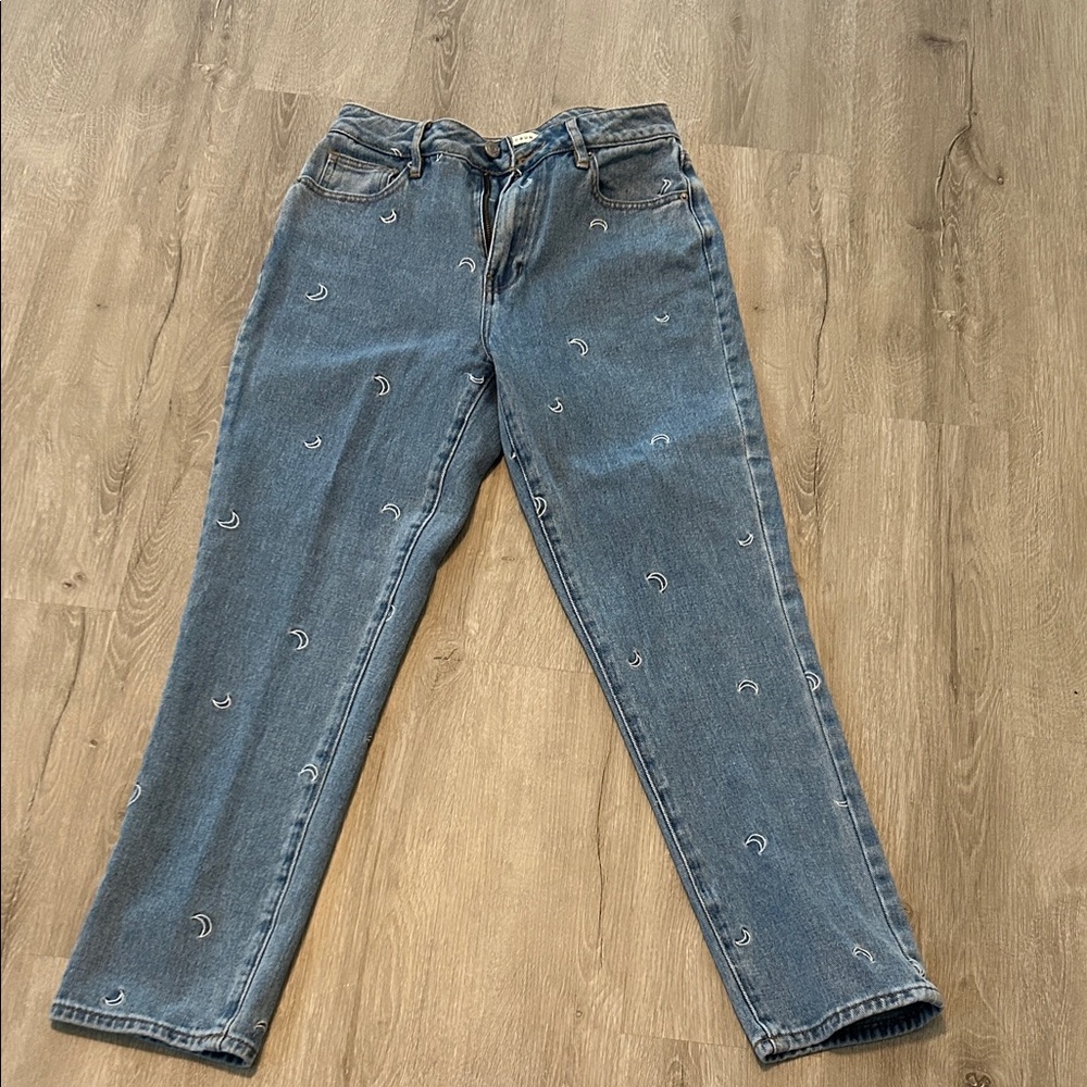 PacSun Blue Straight Leg Jeans with Embroidery